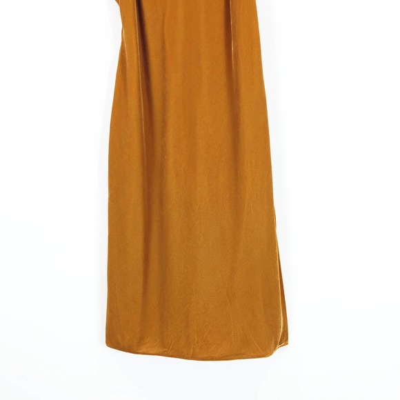 Good American Slip Velvet Midi V-Neck Gold Dress Women's Size Medium - Picture 5 of 10